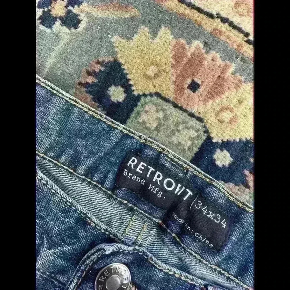 Retrofit Brand Mfg Mens Slim Leg Jeans 34x34 Blue Stretch Denim - Picture 2 of 4